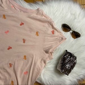 👚 2/$24 LOFT Peach Neon Bicycles Crew Tee